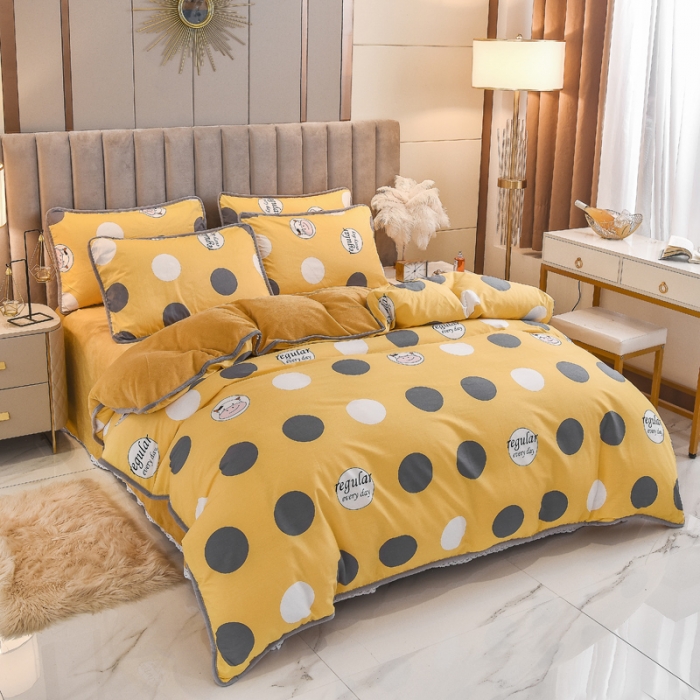 91家纺网 家纺一手货源 找家纺 琪琪阁 2021新款全棉+牛奶绒四件套奔跑小牛