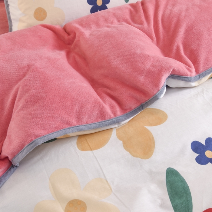 91家纺网 家纺一手货源 找家纺 琪琪阁 2021新款全棉+牛奶绒四件套花妃-粉