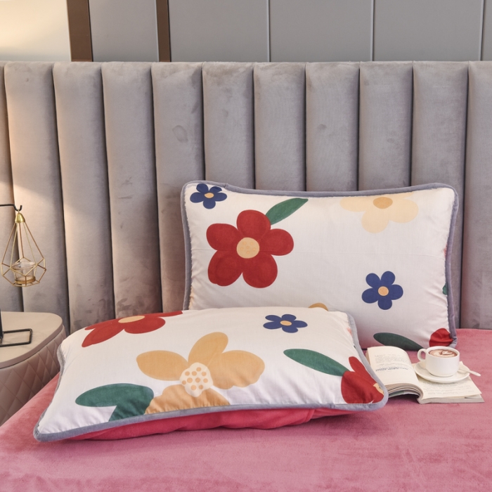 91家纺网 家纺一手货源 找家纺 琪琪阁 2021新款全棉+牛奶绒四件套花妃-粉