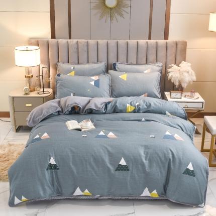 琪琪阁 2021新款全棉+牛奶绒四件套简易