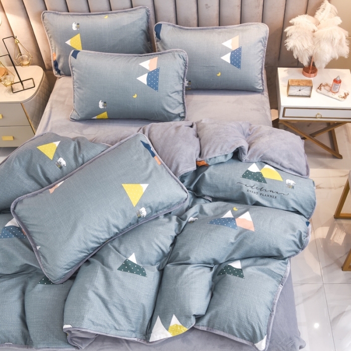 91家纺网 家纺一手货源 找家纺 琪琪阁 2021新款全棉+牛奶绒四件套简易