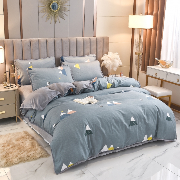 91家纺网 家纺一手货源 找家纺 琪琪阁 2021新款全棉+牛奶绒四件套简易