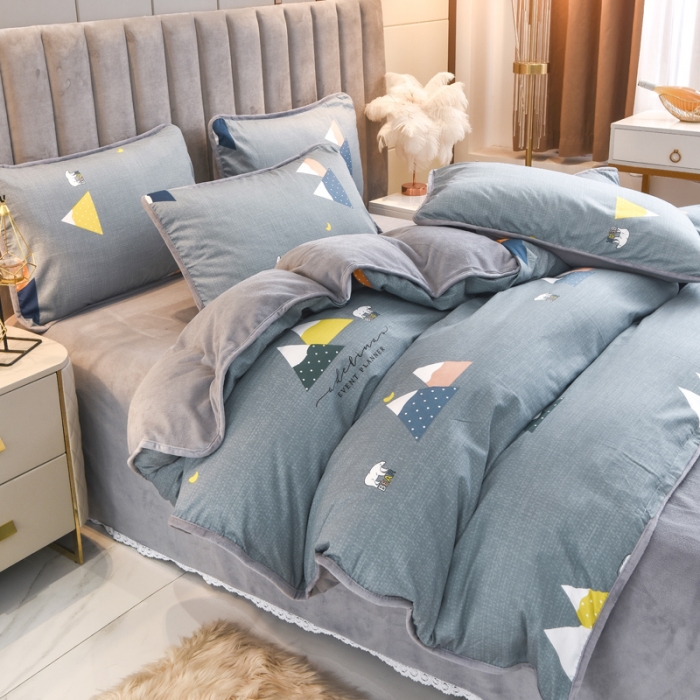 91家纺网 家纺一手货源 找家纺 琪琪阁 2021新款全棉+牛奶绒四件套简易