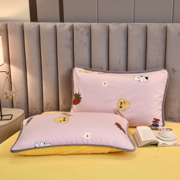 91家纺网 家纺一手货源 找家纺 琪琪阁 2021新款全棉+牛奶绒四件套开心小鹿-粉