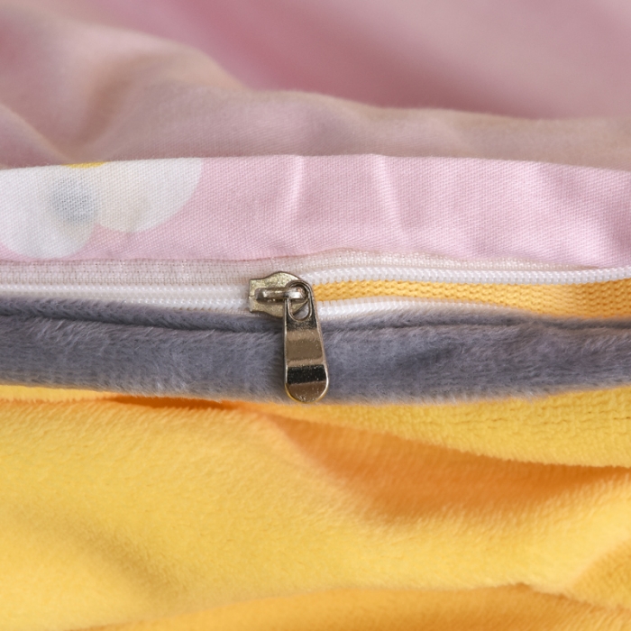 91家纺网 家纺一手货源 找家纺 琪琪阁 2021新款全棉+牛奶绒四件套开心小鹿-粉