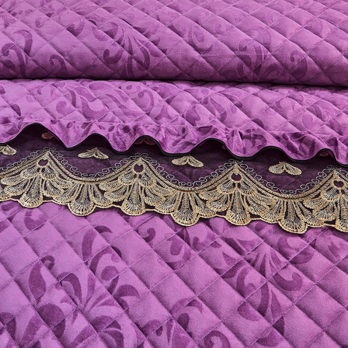 91家纺网 家纺一手货源 找家纺 网红馆2025新款盛世佳人天鹅绒夹棉单品床裙被套枕套 丁香紫