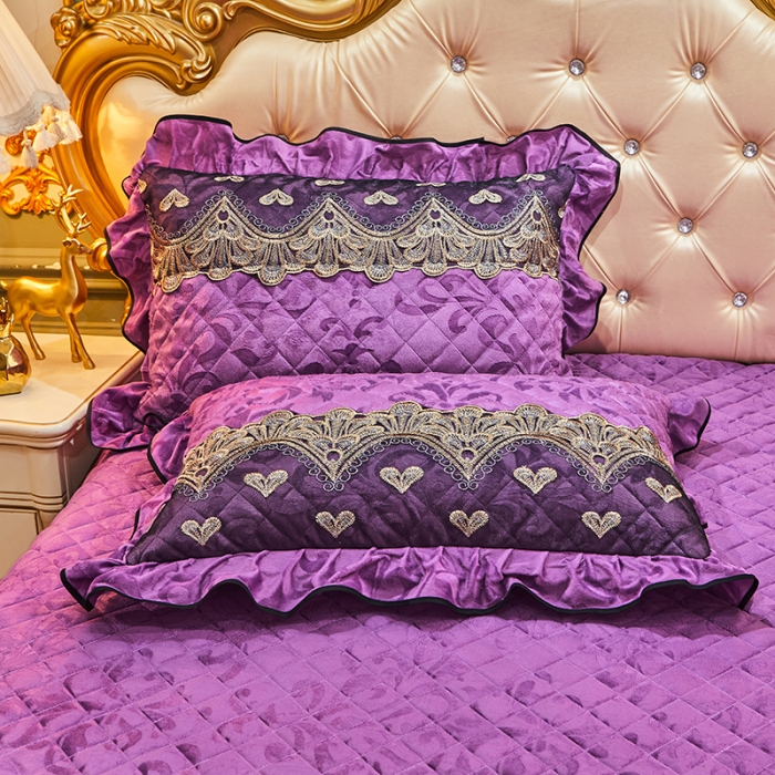 91家纺网 家纺一手货源 找家纺 网红馆2025新款盛世佳人天鹅绒夹棉单品床裙被套枕套 丁香紫