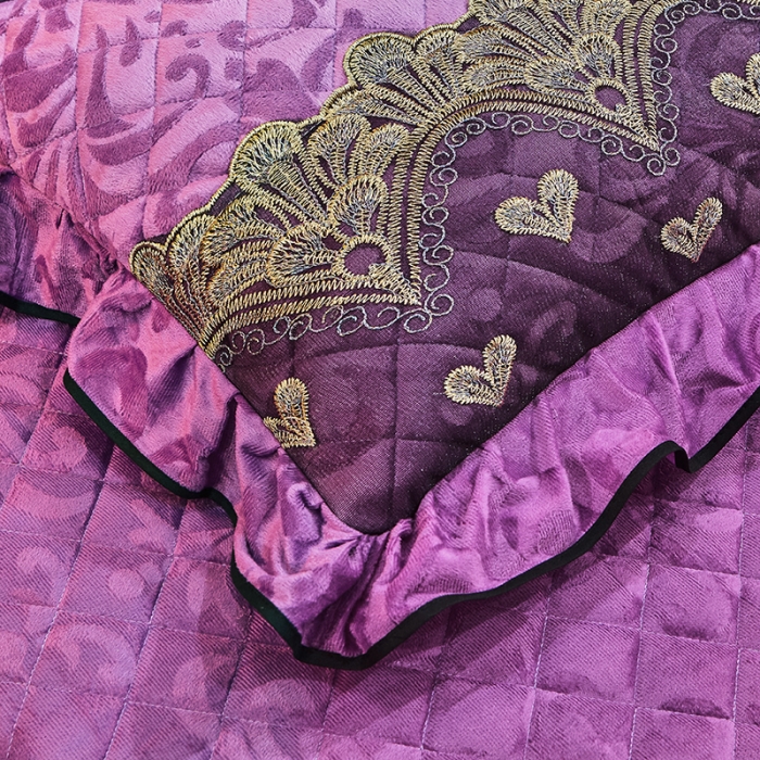 91家纺网 家纺一手货源 找家纺 网红馆2025新款盛世佳人天鹅绒夹棉单品床裙被套枕套 丁香紫