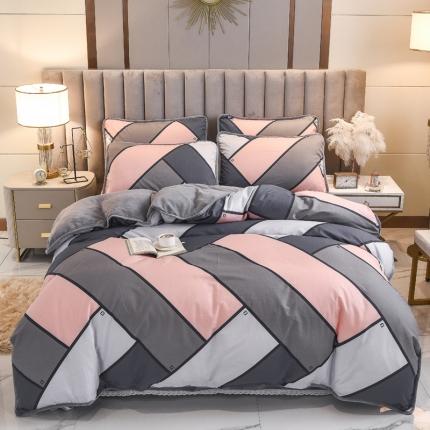 琪琪阁 2021新款全棉+牛奶绒四件套塔罗骑士