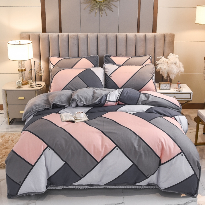 91家纺网 家纺一手货源 找家纺 琪琪阁 2021新款全棉+牛奶绒四件套塔罗骑士