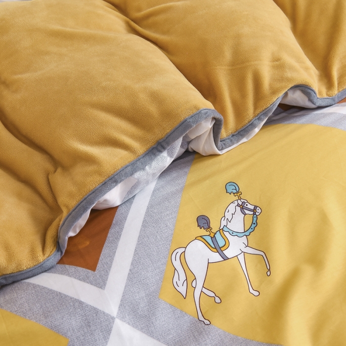 91家纺网 家纺一手货源 找家纺 琪琪阁 2021新款全棉+牛奶绒四件套斯图亚克