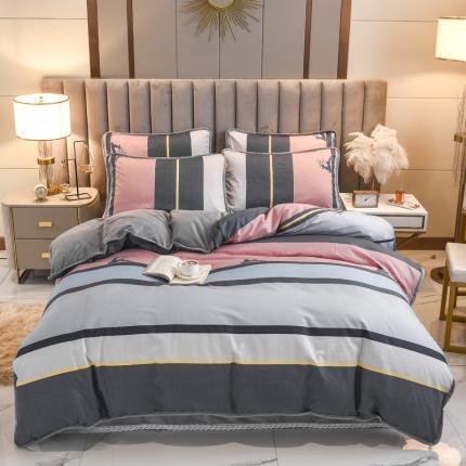 琪琪阁 2021新款全棉+牛奶绒四件套轻奢风