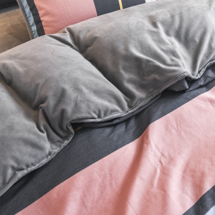 91家纺网 家纺一手货源 找家纺 琪琪阁 2021新款全棉+牛奶绒四件套轻奢风