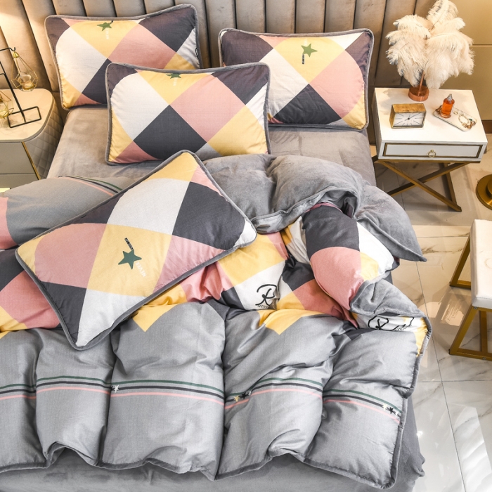 91家纺网 家纺一手货源 找家纺 琪琪阁 2021新款全棉+牛奶绒四件套旅行家