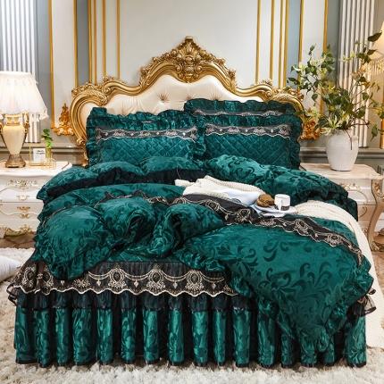 91家纺网 家纺一手货源 找家纺 （总）网红馆 2025新款梦庭花开天鹅绒床裙四件套