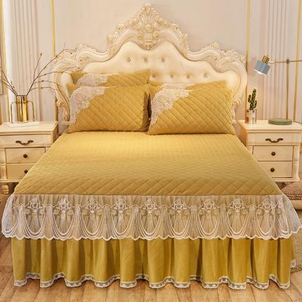 91家纺网 家纺一手货源 找家纺 （总）网红馆 2025新款幸福花开水晶绒蕾丝单品床裙被套枕套