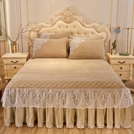 91家纺网 家纺一手货源 找家纺 （总）网红馆 2025新款幸福花开水晶绒蕾丝单品床裙被套枕套