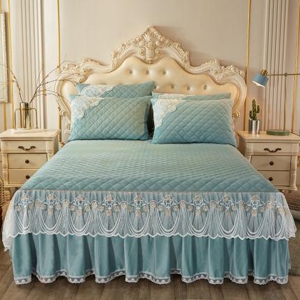 91家纺网 家纺一手货源 找家纺 （总）网红馆 2025新款幸福花开水晶绒蕾丝单品床裙被套枕套