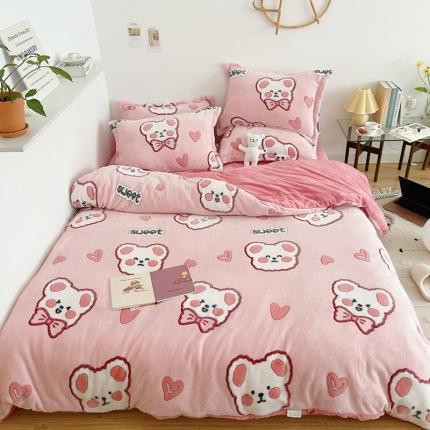 91家纺网 家纺一手货源 找家纺 （总）兄弟坊 2021新款保暖雪花绒印花四件套