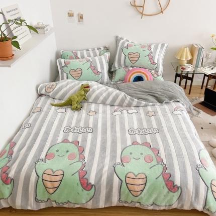 91家纺网 家纺一手货源 找家纺 （总）兄弟坊 2021新款保暖雪花绒印花四件套