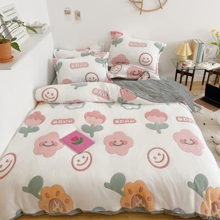 91家纺网 家纺一手货源 找家纺 （总）兄弟坊 2021新款保暖雪花绒印花四件套