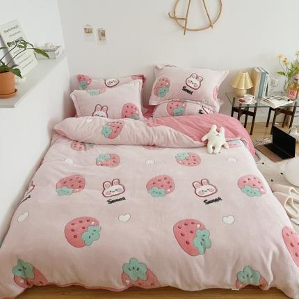 91家纺网 家纺一手货源 找家纺 （总）兄弟坊 2021新款保暖雪花绒印花四件套