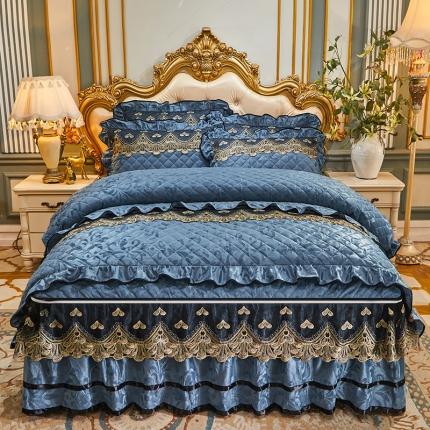 91家纺网 家纺一手货源 找家纺 网红馆 2025新款盛世佳人天鹅绒床裙全夹棉四件套 普兰