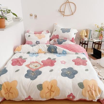 91家纺网 家纺一手货源 找家纺 （总）兄弟坊 2021新款保暖雪花绒印花四件套