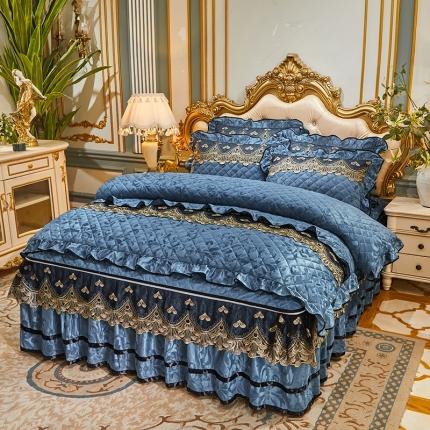 91家纺网 家纺一手货源 找家纺 网红馆 2025新款盛世佳人天鹅绒夹棉单品床裙被套枕套 普兰