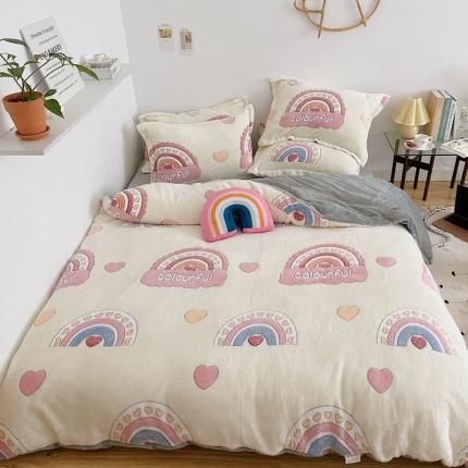 91家纺网 家纺一手货源 找家纺 兄弟坊 2021新款保暖雪花绒印花四件套 五彩缤纷