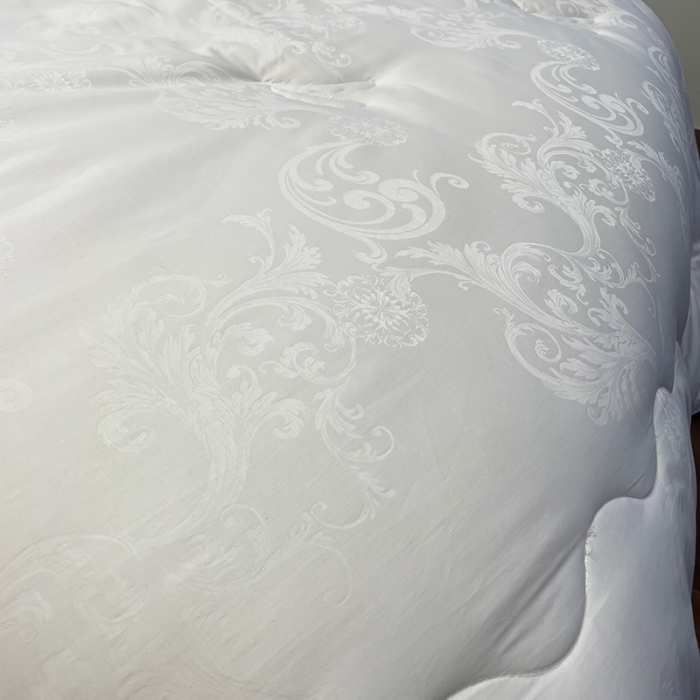 91家纺网 家纺一手货源 找家纺 紫乐家纺2024新款全棉纯棉提花拉链式大豆纤维子母被加厚冬被被子被芯 白色