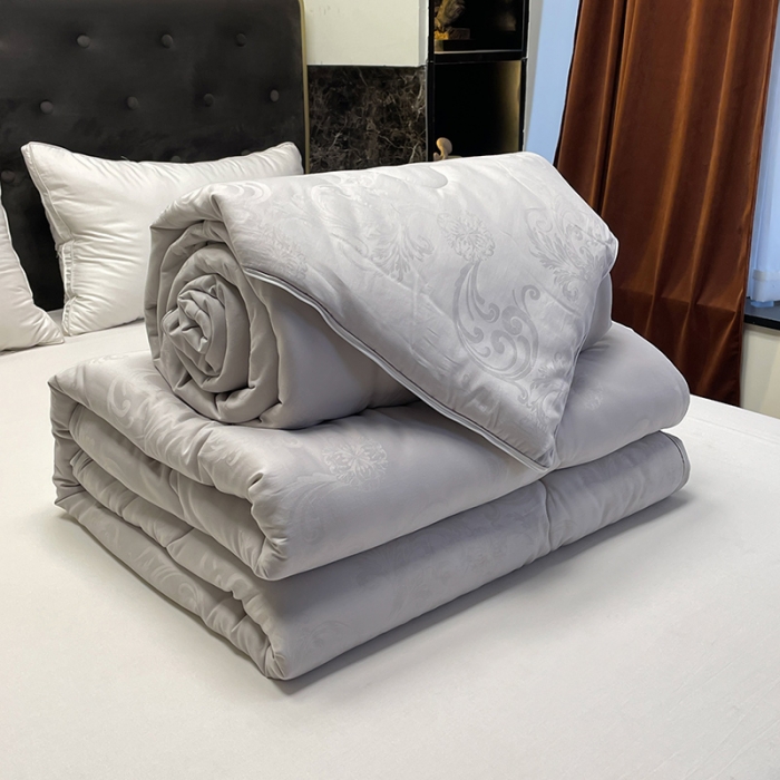 91家纺网 家纺一手货源 找家纺 紫乐家纺2024新款全棉纯棉提花拉链式大豆纤维子母被加厚冬被被子被芯 灰色