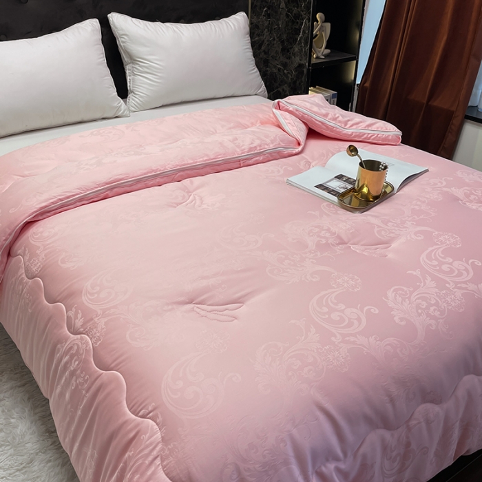 91家纺网 家纺一手货源 找家纺 紫乐家纺2024新款全棉纯棉提花拉链式大豆纤维子母被加厚冬被被子被芯 玉色