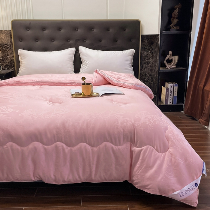 91家纺网 家纺一手货源 找家纺 紫乐家纺2024新款全棉纯棉提花拉链式大豆纤维子母被加厚冬被被子被芯 玉色