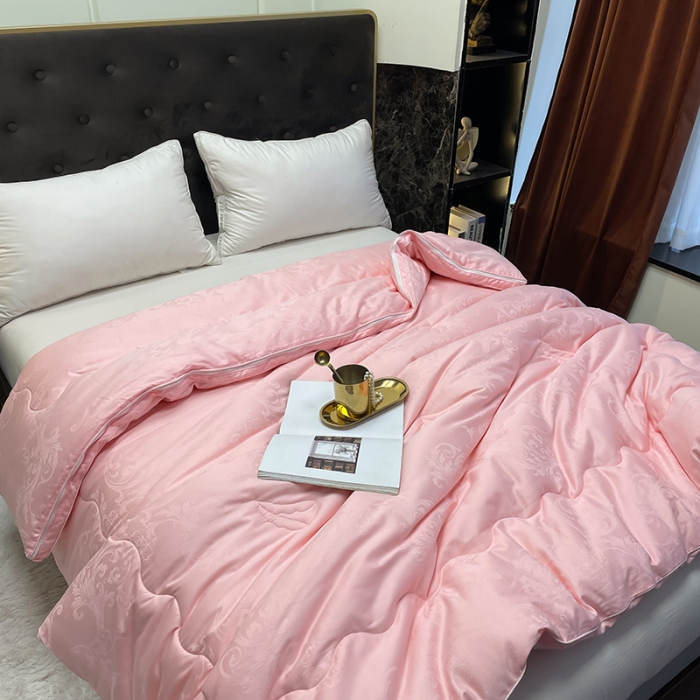 91家纺网 家纺一手货源 找家纺 紫乐家纺2024新款全棉纯棉提花拉链式大豆纤维子母被加厚冬被被子被芯 玉色