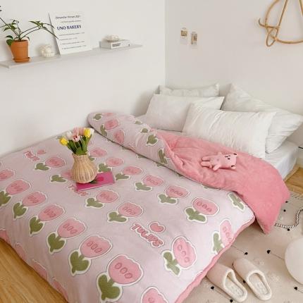 91家纺网 家纺一手货源 找家纺 兄弟坊 2021新款保暖雪花绒印花单被套 花田-1