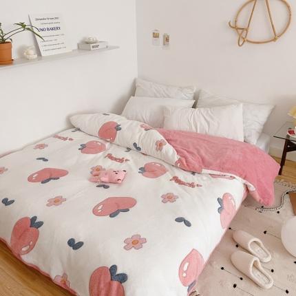 91家纺网 家纺一手货源 找家纺 （总）兄弟坊   2021新款保暖雪花绒印花单被套