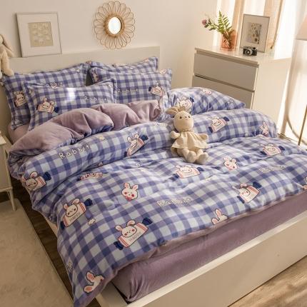 91家纺网 家纺一手货源 找家纺 丝羽坊2021新款牛奶绒双版印花保暖单被套 大白兔