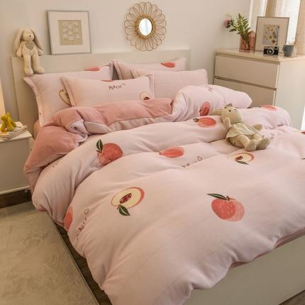 91家纺网 家纺一手货源 找家纺 丝羽坊2021新款牛奶绒双版印花保暖单被套 清清果香