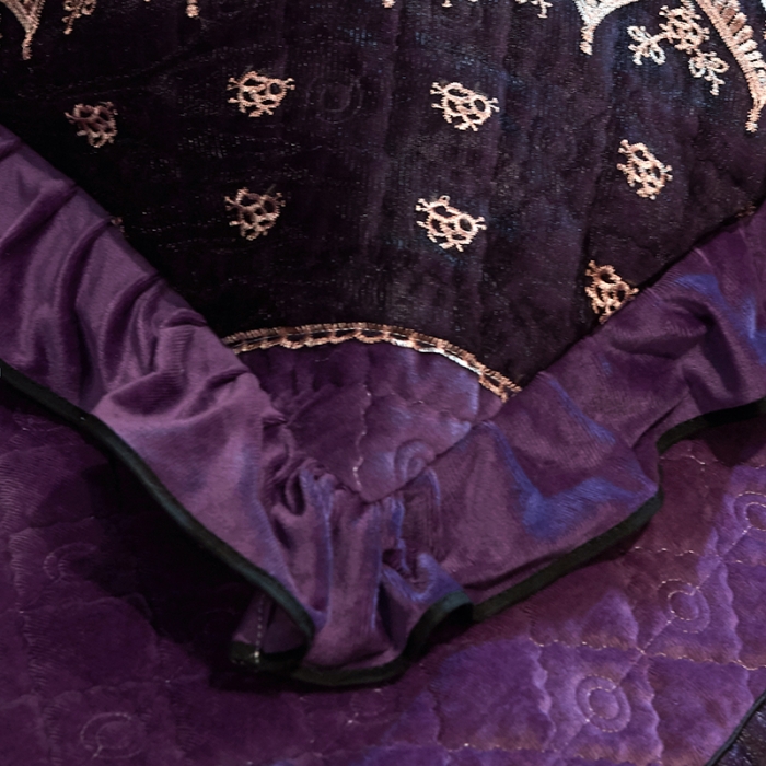 91家纺网 家纺一手货源 找家纺 网红馆 2025新款玲珑时尚水晶绒夹棉单品床裙被套枕套 深紫