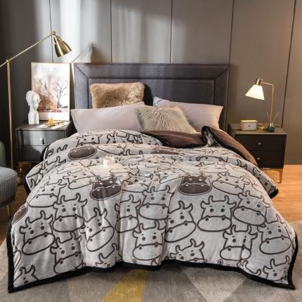 91家纺网 家纺一手货源 找家纺 新印象 2021新款加厚复合羊羔绒毯 犇牛冲天-咖