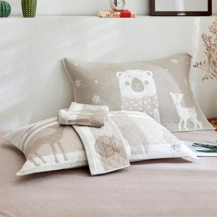 91家纺网 家纺一手货源 找家纺 （总）朴尔2021新款全棉三层纱布定位枕巾52*78cm一对