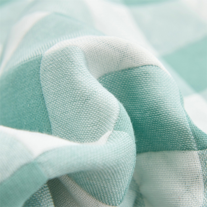 91家纺网 家纺一手货源 找家纺 朴尔2021全棉三层纱布定位枕巾52*78cm一对爱情方格绿