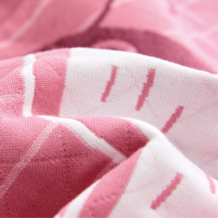 91家纺网 家纺一手货源 找家纺 朴尔2021新款全棉三层纱布定位枕巾52*78cm一对航行粉