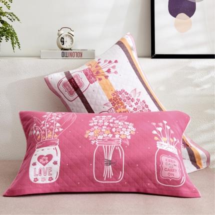 91家纺网 家纺一手货源 找家纺 朴尔2021全棉三层纱布定位枕巾52*78cm一对瓶中花嫩粉