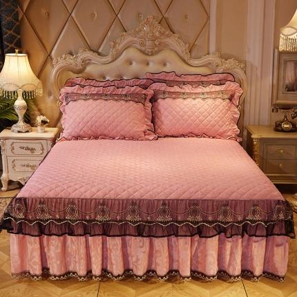 网红馆 2025新款梦庭花开天鹅绒单品床裙被套枕套 玉色