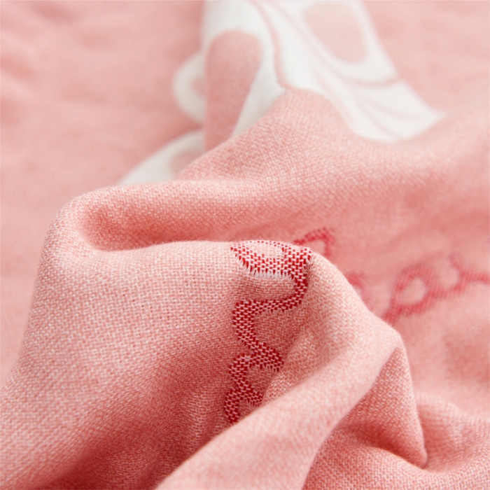 91家纺网 家纺一手货源 找家纺 朴尔2021全棉三层纱布定位枕巾52*78cm一对夏日芭蕉粉