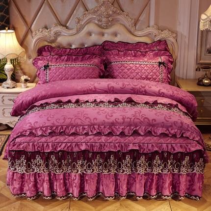 网红馆 2025新款梦醉奢华天鹅绒床裙四件套 豆沙