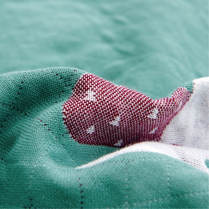 91家纺网 家纺一手货源 找家纺 朴尔2021全棉三层纱布定位枕巾52*78cm一对小星星-绿