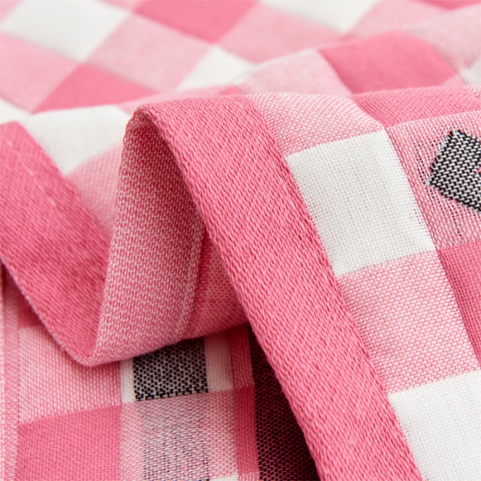 91家纺网 家纺一手货源 找家纺 朴尔2021新款全棉三层纱布定位枕巾52*78cm一对云朵粉